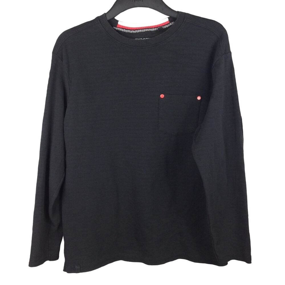 Craft + Flow Knitwear Long Sleeve Crewneck Black Shirt Men's Size M